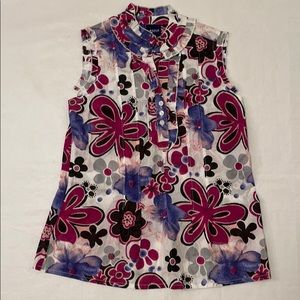 Women's Basic Editions Cotton Silk Floral Blouse S